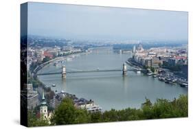 Panoramic View of Danube River and the Buda and Pest Sides of the City from the Citadel-Kimberly Walker-Stretched Canvas