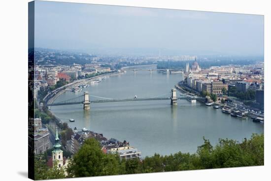 Panoramic View of Danube River and the Buda and Pest Sides of the City from the Citadel-Kimberly Walker-Stretched Canvas
