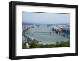 Panoramic View of Danube River and the Buda and Pest Sides of the City from the Citadel-Kimberly Walker-Framed Premium Photographic Print