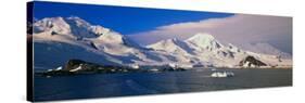 Panoramic View of Ecological Tourists in Inflatable Zodiac Boats-null-Stretched Canvas