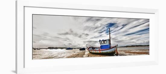 Panoramic View of Fishing Boat Stranded at Low Tide in Poole,Dorset-Adrian Brockwell-Framed Photographic Print