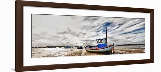 Panoramic View of Fishing Boat Stranded at Low Tide in Poole,Dorset-Adrian Brockwell-Framed Photographic Print