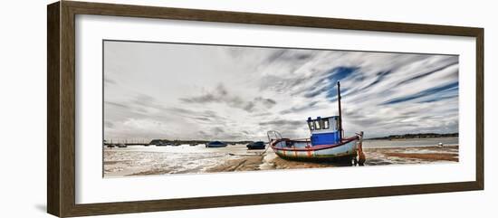 Panoramic View of Fishing Boat Stranded at Low Tide in Poole,Dorset-Adrian Brockwell-Framed Photographic Print