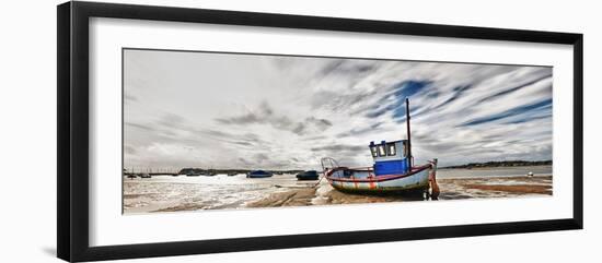 Panoramic View of Fishing Boat Stranded at Low Tide in Poole,Dorset-Adrian Brockwell-Framed Photographic Print