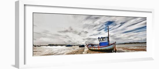 Panoramic View of Fishing Boat Stranded at Low Tide in Poole,Dorset-Adrian Brockwell-Framed Photographic Print