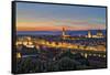 Panoramic view of Florence at sunset, Tuscany, Italy, Europe-Marco Brivio-Framed Stretched Canvas