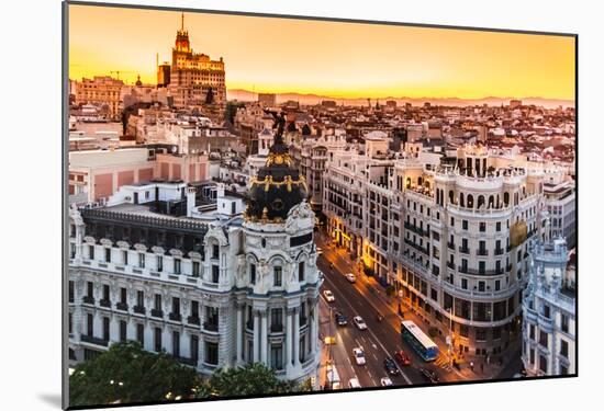 Panoramic View Of Gran Via, Madrid, Spain-kasto-Mounted Poster