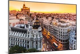 Panoramic View Of Gran Via, Madrid, Spain-kasto-Mounted Poster