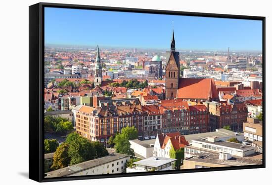 Panoramic View of Hanover City, Germany-Zoom-zoom-Framed Stretched Canvas