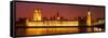 Panoramic View of Houses of Parliament at Sunset, Westminster, London, England-Jon Arnold-Framed Stretched Canvas