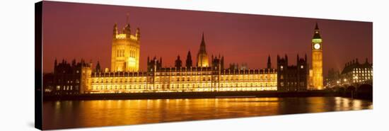 Panoramic View of Houses of Parliament at Sunset, Westminster, London, England-Jon Arnold-Stretched Canvas