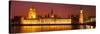 Panoramic View of Houses of Parliament at Sunset, Westminster, London, England-Jon Arnold-Stretched Canvas