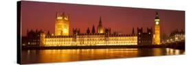 Panoramic View of Houses of Parliament at Sunset, Westminster, London, England-Jon Arnold-Stretched Canvas