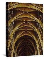 Panoramic View of Interior of Chartres Cathedral Looking up Nave Toward Main Altar-Gjon Mili-Stretched Canvas