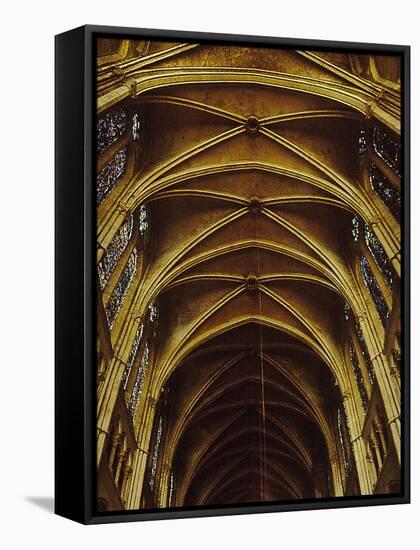 Panoramic View of Interior of Chartres Cathedral Looking up Nave Toward Main Altar-Gjon Mili-Framed Stretched Canvas