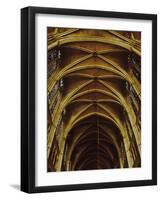 Panoramic View of Interior of Chartres Cathedral Looking up Nave Toward Main Altar-Gjon Mili-Framed Photographic Print
