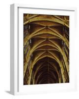 Panoramic View of Interior of Chartres Cathedral Looking up Nave Toward Main Altar-Gjon Mili-Framed Photographic Print