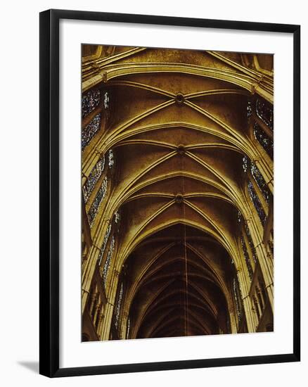 Panoramic View of Interior of Chartres Cathedral Looking up Nave Toward Main Altar-Gjon Mili-Framed Photographic Print