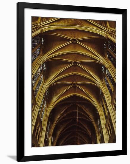 Panoramic View of Interior of Chartres Cathedral Looking up Nave Toward Main Altar-Gjon Mili-Framed Photographic Print