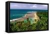 Panoramic view of Kee-e Beach, Kauai, Hawaii-George Oze-Framed Stretched Canvas