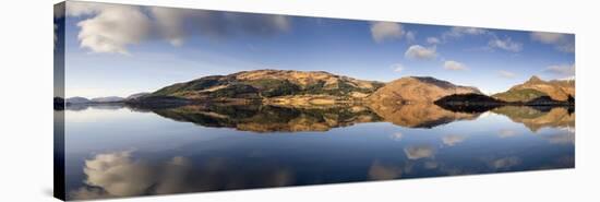 Panoramic View of Loch Levan in Calm Conditions with Reflections of Distant Mountains, Scotland-Lee Frost-Stretched Canvas