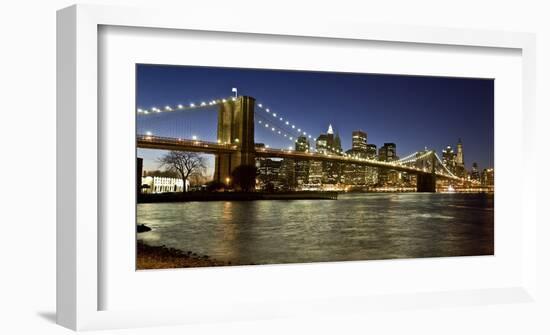 Panoramic view of Lower Manhattan at dusk, NYC-Michel Setboun-Framed Giclee Print