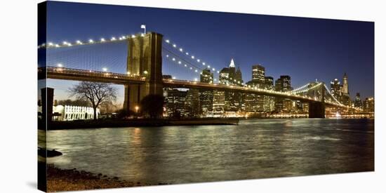 Panoramic view of Lower Manhattan at dusk, NYC-Michel Setboun-Stretched Canvas