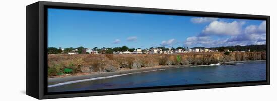 Panoramic View of Mendocino Town and Pacific Ocean in Northern California-null-Framed Stretched Canvas