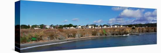 Panoramic View of Mendocino Town and Pacific Ocean in Northern California-null-Stretched Canvas