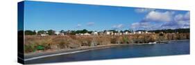 Panoramic View of Mendocino Town and Pacific Ocean in Northern California-null-Stretched Canvas