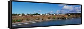 Panoramic View of Mendocino Town and Pacific Ocean in Northern California-null-Framed Stretched Canvas