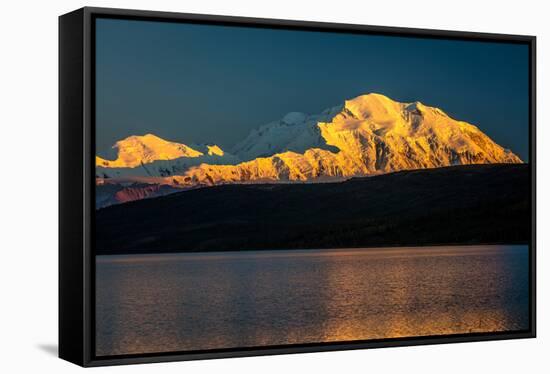 Panoramic view of Mount Denali, previously known as McKinley from Wonder Lake, Denali National P...-null-Framed Stretched Canvas