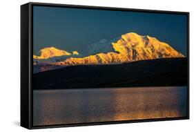 Panoramic view of Mount Denali, previously known as McKinley from Wonder Lake, Denali National P...-null-Framed Stretched Canvas