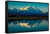 Panoramic view of Mount Denali, previously known as McKinley from Wonder Lake, Denali National P...-null-Framed Stretched Canvas