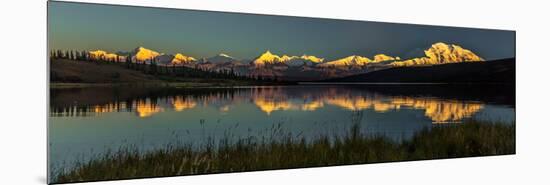Panoramic view of Mount Denali, previously known as McKinley from Wonder Lake, Denali National P...-null-Mounted Photographic Print