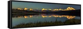 Panoramic view of Mount Denali, previously known as McKinley from Wonder Lake, Denali National P...-null-Framed Stretched Canvas