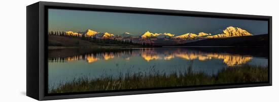 Panoramic view of Mount Denali, previously known as McKinley from Wonder Lake, Denali National P...-null-Framed Stretched Canvas