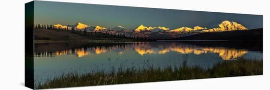 Panoramic view of Mount Denali, previously known as McKinley from Wonder Lake, Denali National P...-null-Stretched Canvas