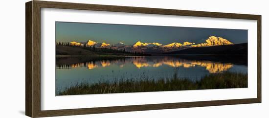 Panoramic view of Mount Denali, previously known as McKinley from Wonder Lake, Denali National P...-null-Framed Photographic Print