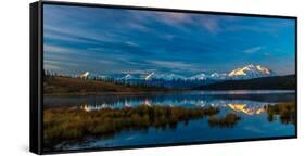 Panoramic view of Mount Denali, previously known as McKinley from Wonder Lake, Denali National P...-null-Framed Stretched Canvas