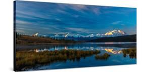 Panoramic view of Mount Denali, previously known as McKinley from Wonder Lake, Denali National P...-null-Stretched Canvas