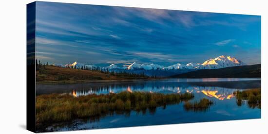 Panoramic view of Mount Denali, previously known as McKinley from Wonder Lake, Denali National P...-null-Stretched Canvas