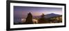 Panoramic view of Mount Etna and Giardini Naxos at dusk from Taormina, Sicily, Italy, Mediterranean-John Miller-Framed Photographic Print