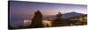 Panoramic view of Mount Etna and Giardini Naxos at dusk from Taormina, Sicily, Italy, Mediterranean-John Miller-Stretched Canvas