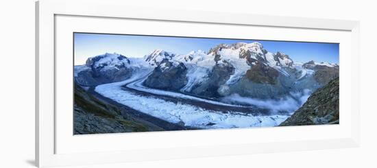 Panoramic view of Mount Rosa Massif and its glacier at dusk Zermatt Pennine Alps Canton of Valais S-ClickAlps-Framed Photographic Print
