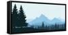 Panoramic View of Mountain Landscape with Forest and Hill under Blue Sky with Clouds - Vector Illus-FORGEM-Framed Stretched Canvas