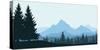 Panoramic View of Mountain Landscape with Forest and Hill under Blue Sky with Clouds - Vector Illus-FORGEM-Stretched Canvas