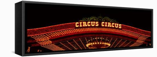 Panoramic View of Neon Lights of Circus Circus Casino, Las Vegas, Nv-null-Framed Stretched Canvas