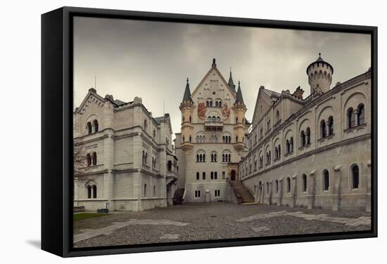 Panoramic View of Neuschwanstein Castle in Bavarian Alps, Germany-auris-Framed Stretched Canvas