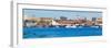 Panoramic view of Portland Harbor boats with south Portland skyline, Portland, Maine-null-Framed Photographic Print